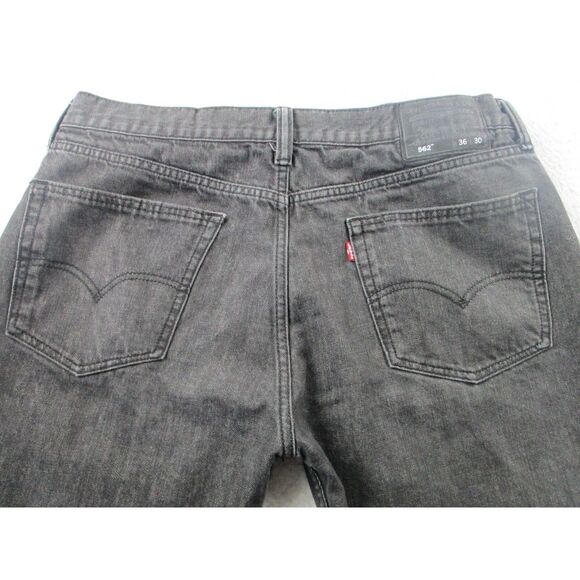 Levis Jeans 562 Mens Size 36x30 (36x27) Black Label Denim 5 Button Fly Dark Wash - Picture 12 of 14